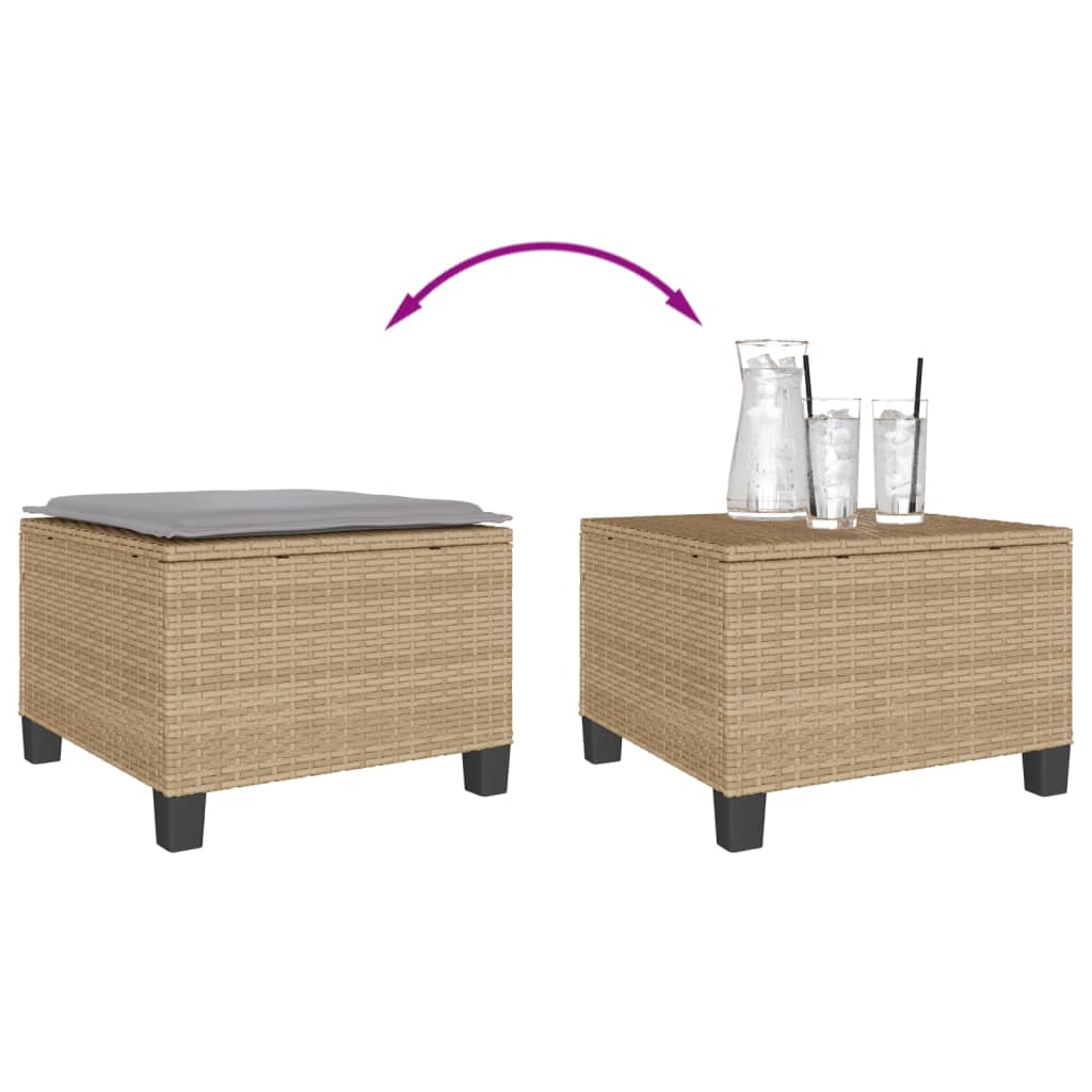 vidaXL Bistrogrupp med dynor 3 delar beige konstrotting