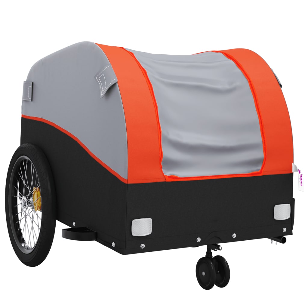 vidaXL Cykelvagn svart och orange 30 kg järn