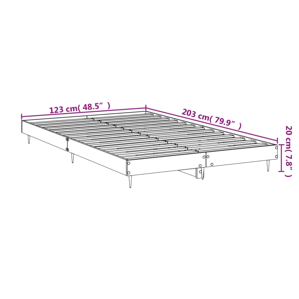 vidaXL Sängram vit högglans 120x200 cm konstruerat trä