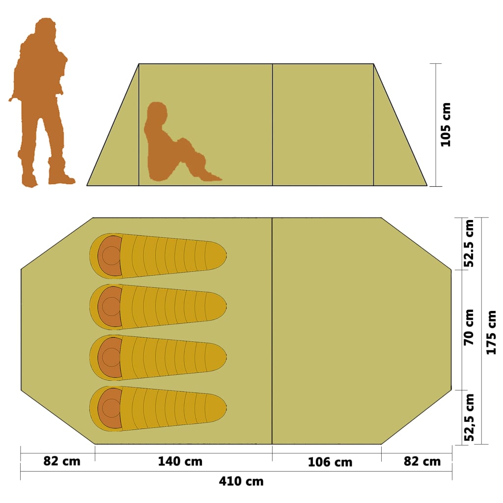 vidaXL Campingtält 4 Personer marinblå/grön