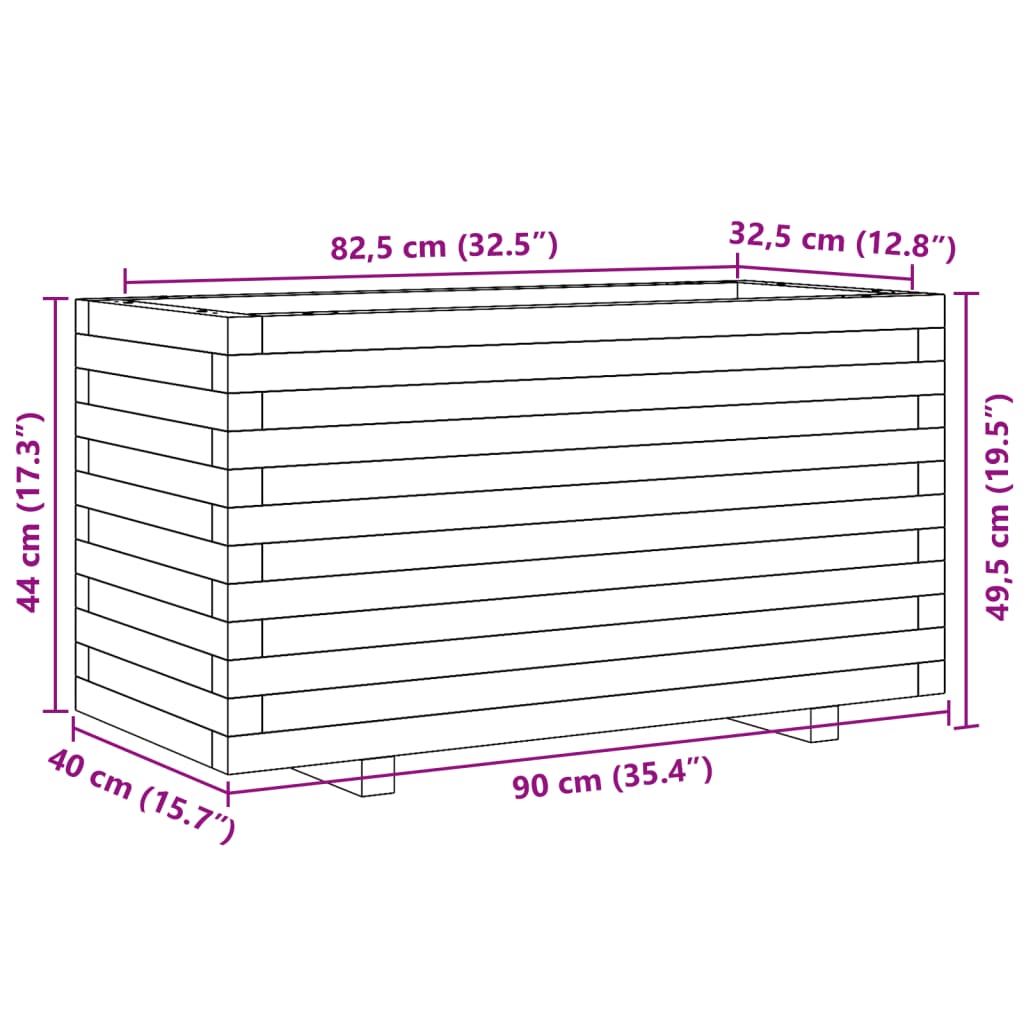 vidaXL Odlingslåda 90x40x49,5 cm impregnerat furu