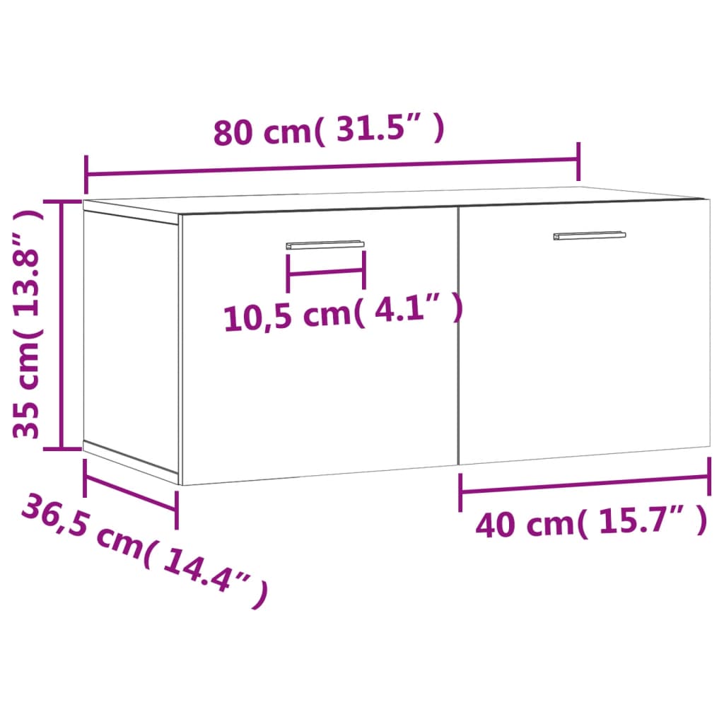 vidaXL Väggskåp vit 80x36,5x35 cm konstruerat trä