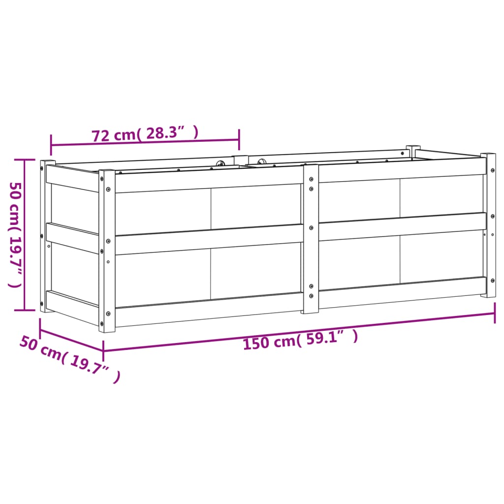 vidaXL Odlingslåda vaxbrun 150x50x50 cm massiv furu