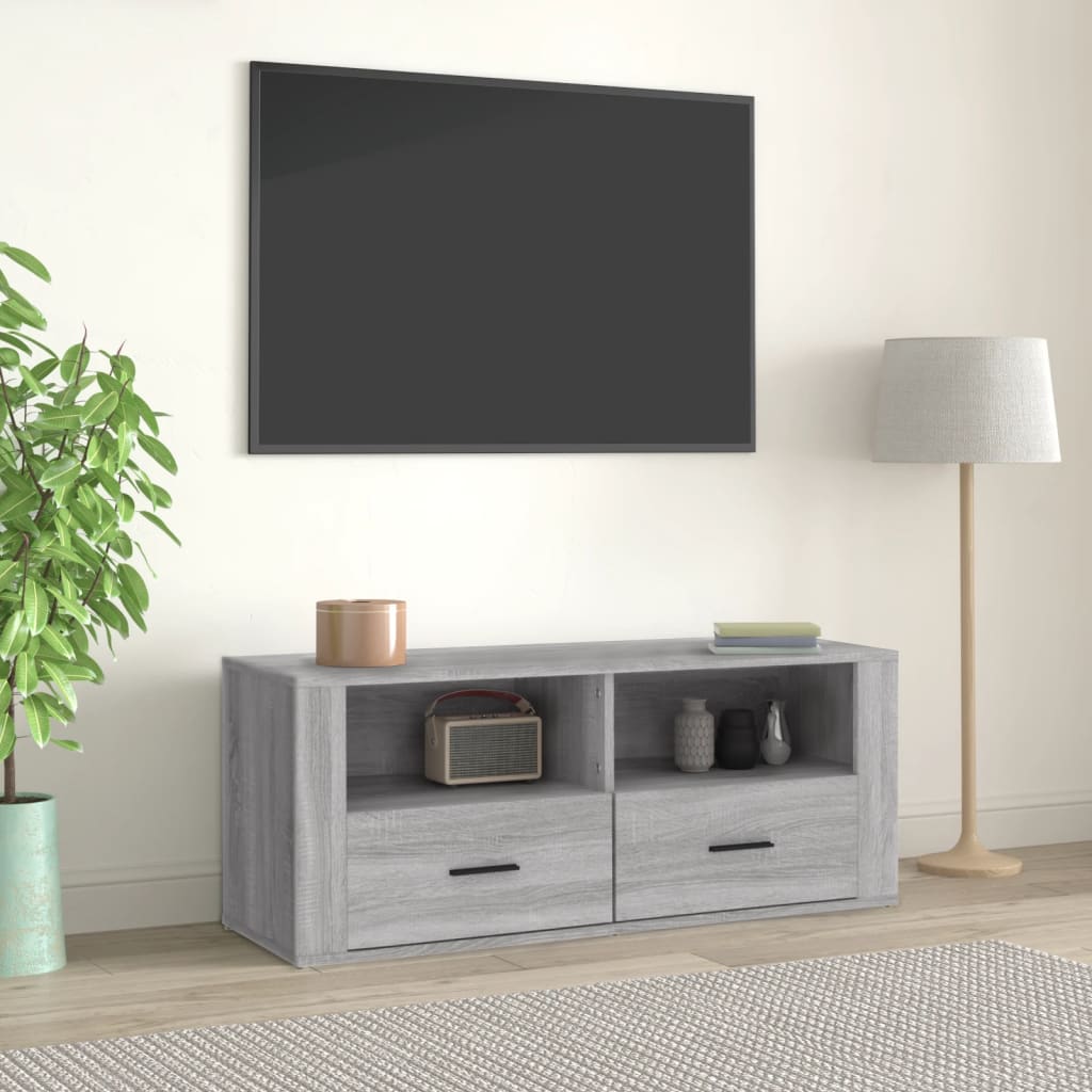 vidaXL TV-bänk grå sonoma 100x35x40 cm konstruerat trä