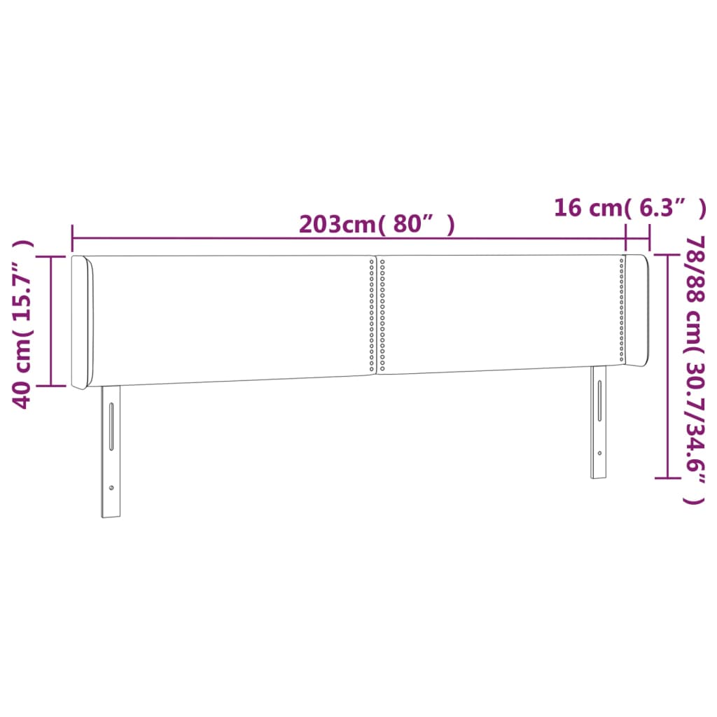 vidaXL Sänggavel LED brun 203x16x78/88 cm konstläder