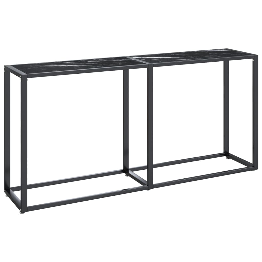 vidaXL Konsolbord svart marmor 160x35x75,5 cm härdat glas