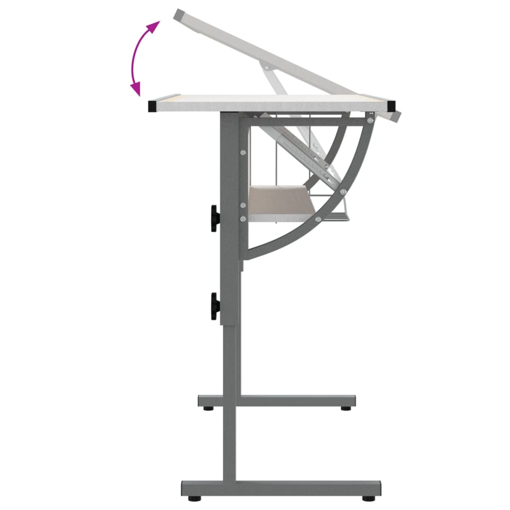 vidaXL Ritbord vit och grå 110x53x(58-87) cm konstruerat trä och stål