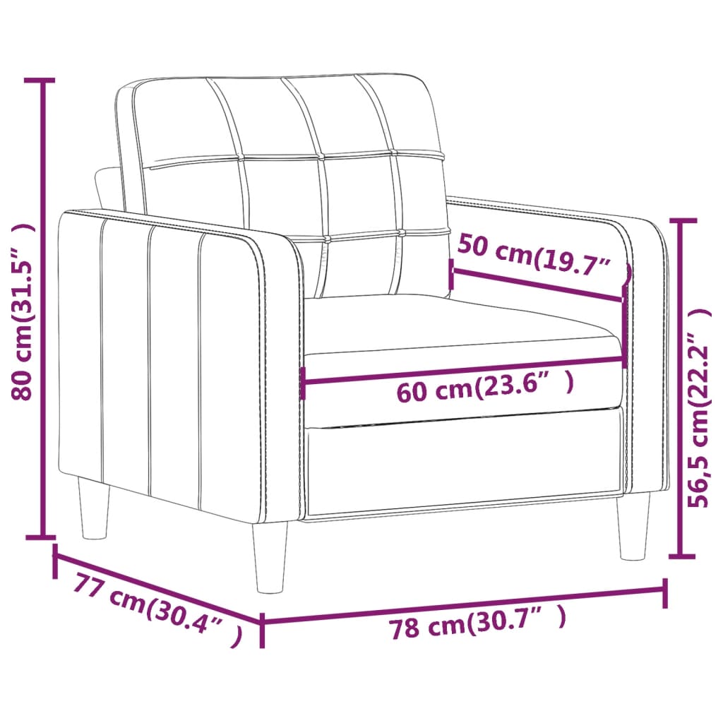 vidaXL Fåtölj taupe 60 cm tyg