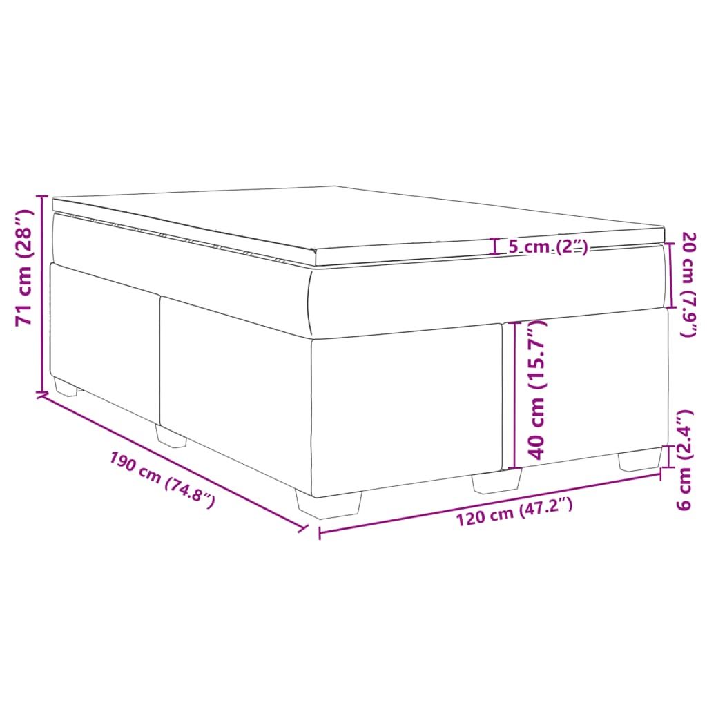 vidaXL Ramsäng med madrass mörkgrön 120x190 cm sammet