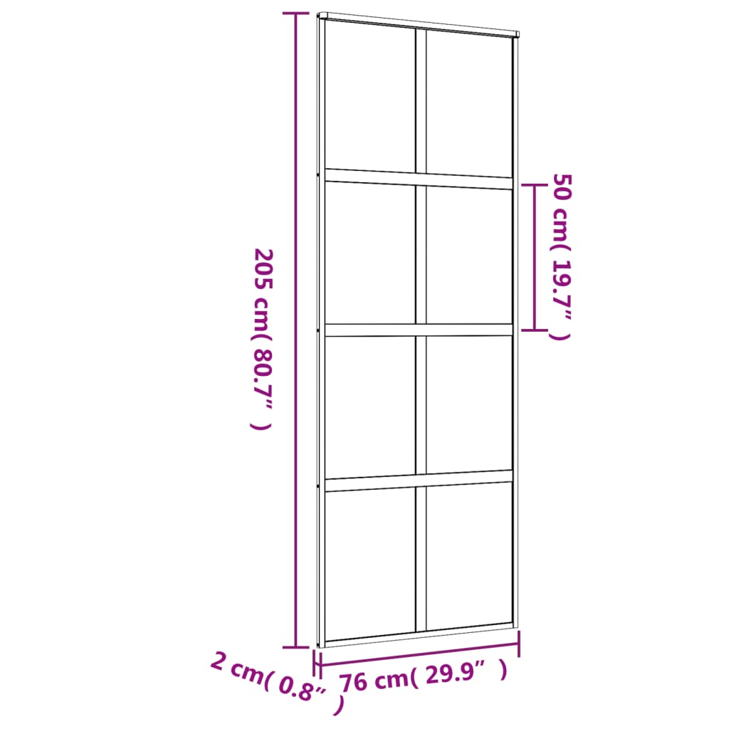 vidaXL Skjutdörr guld 76x205 cm frostat ESG-glas och aluminium