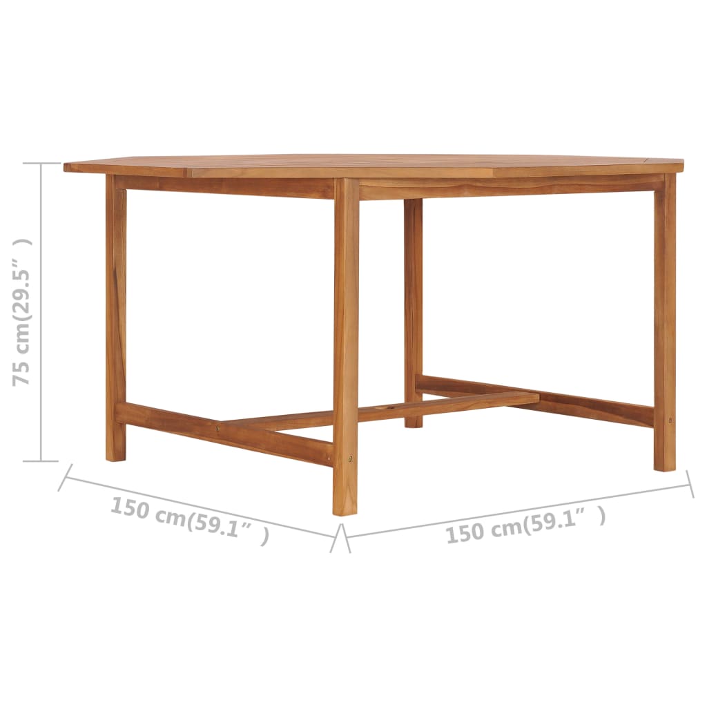 vidaXL Trädgårdsbord 150x150x75 cm massiv teak