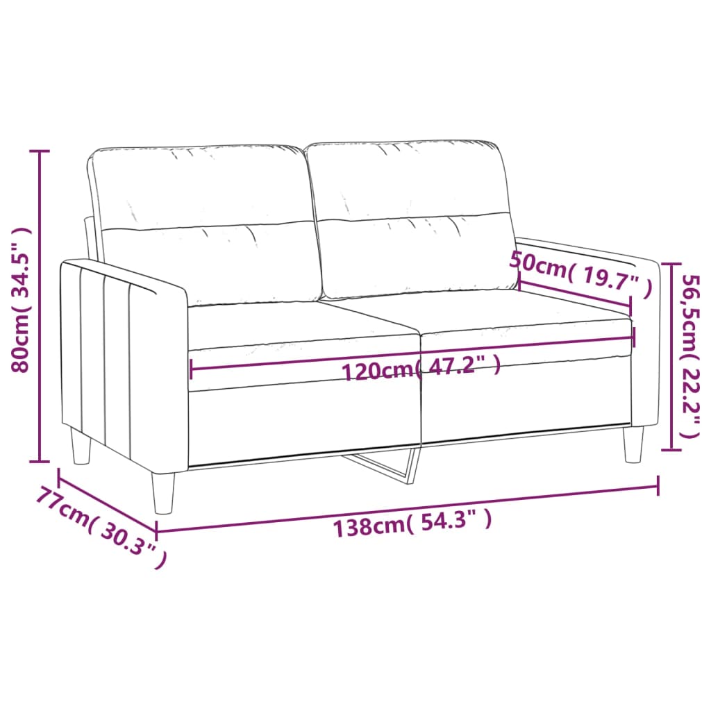 vidaXL 2-sitssoffa brun 120 cm tyg