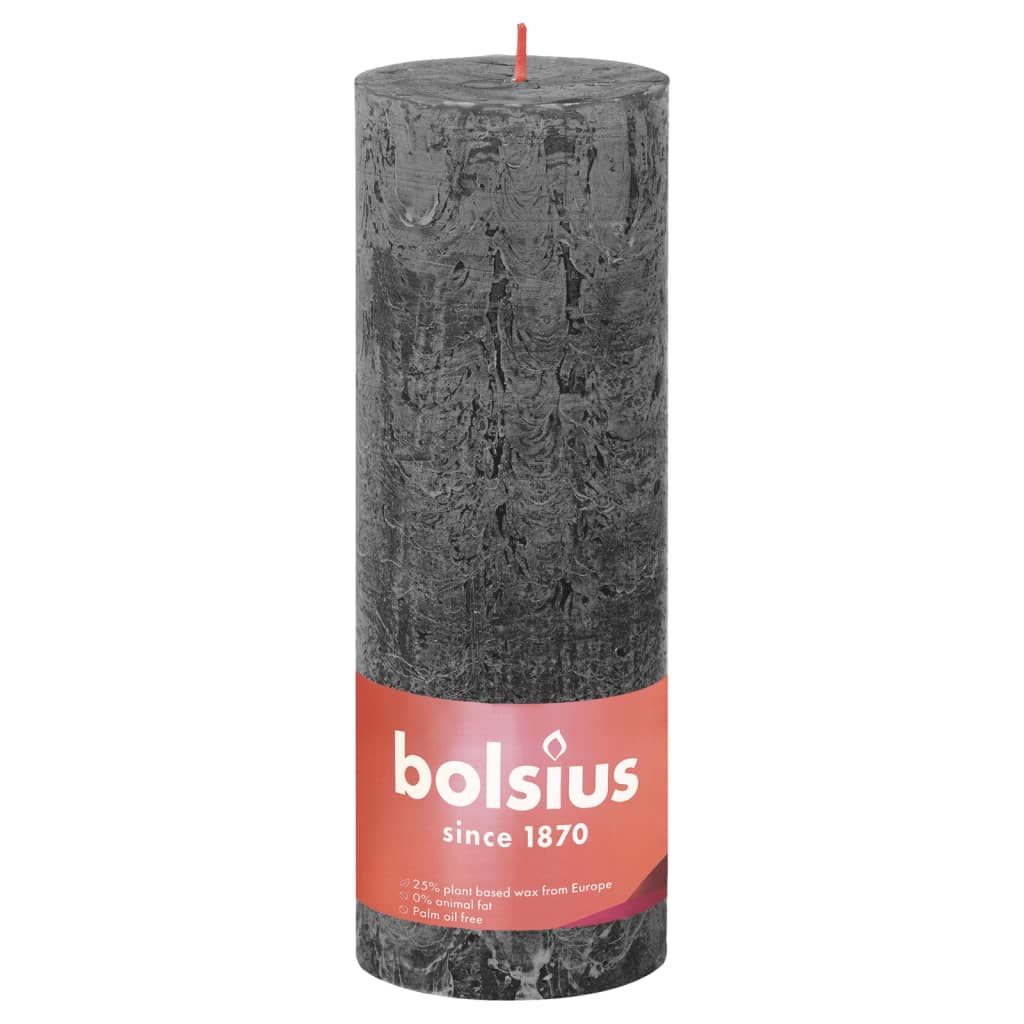 Bolsius Rustika blockljus 4-pack 190x68 mm stormgrå