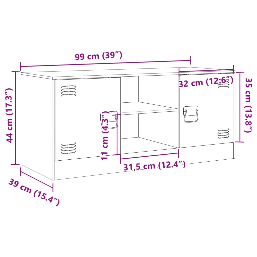 vidaXL TV-skåp rosa 99x39x44 cm stål