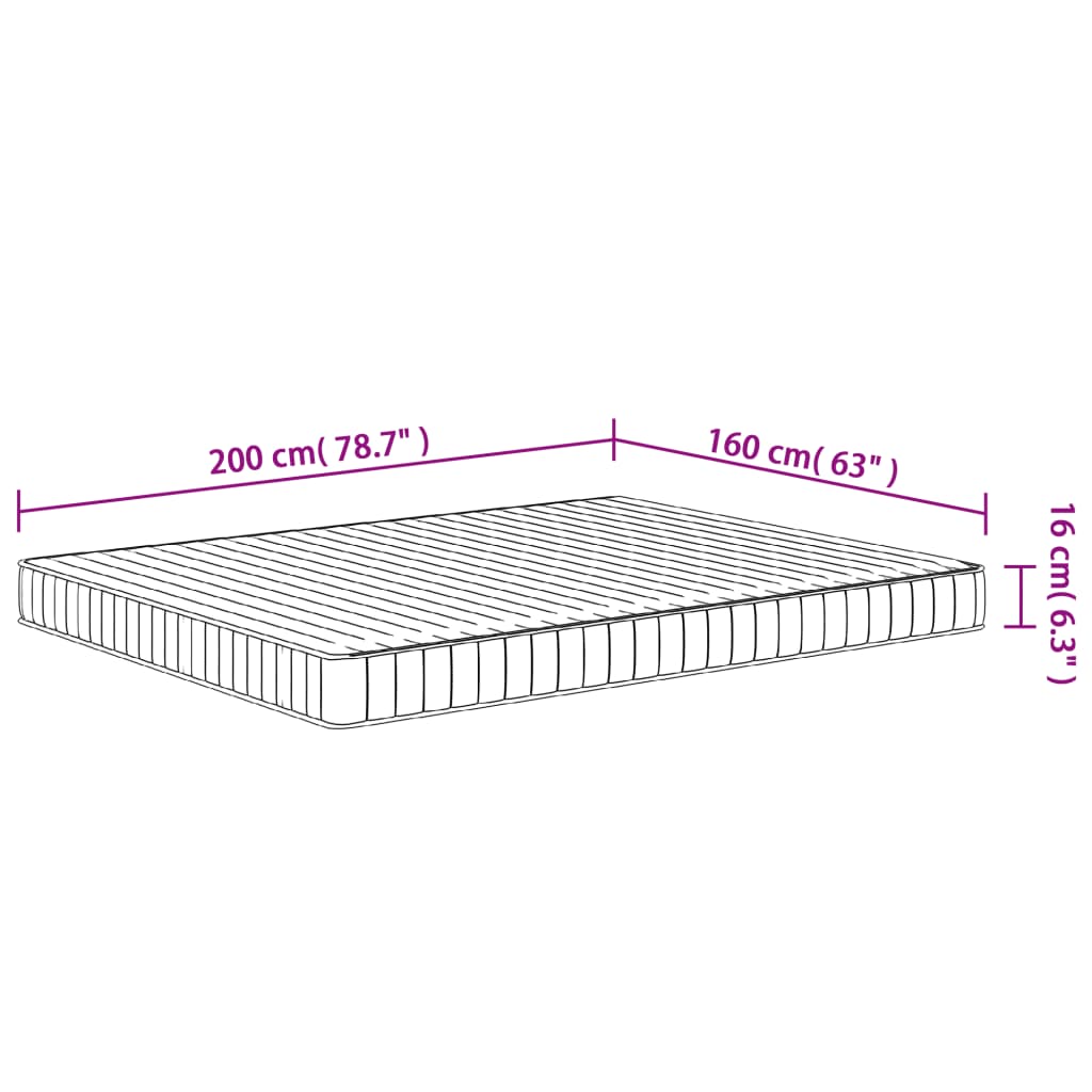 vidaXL Skummadrass medium mjuk 160x200 cm