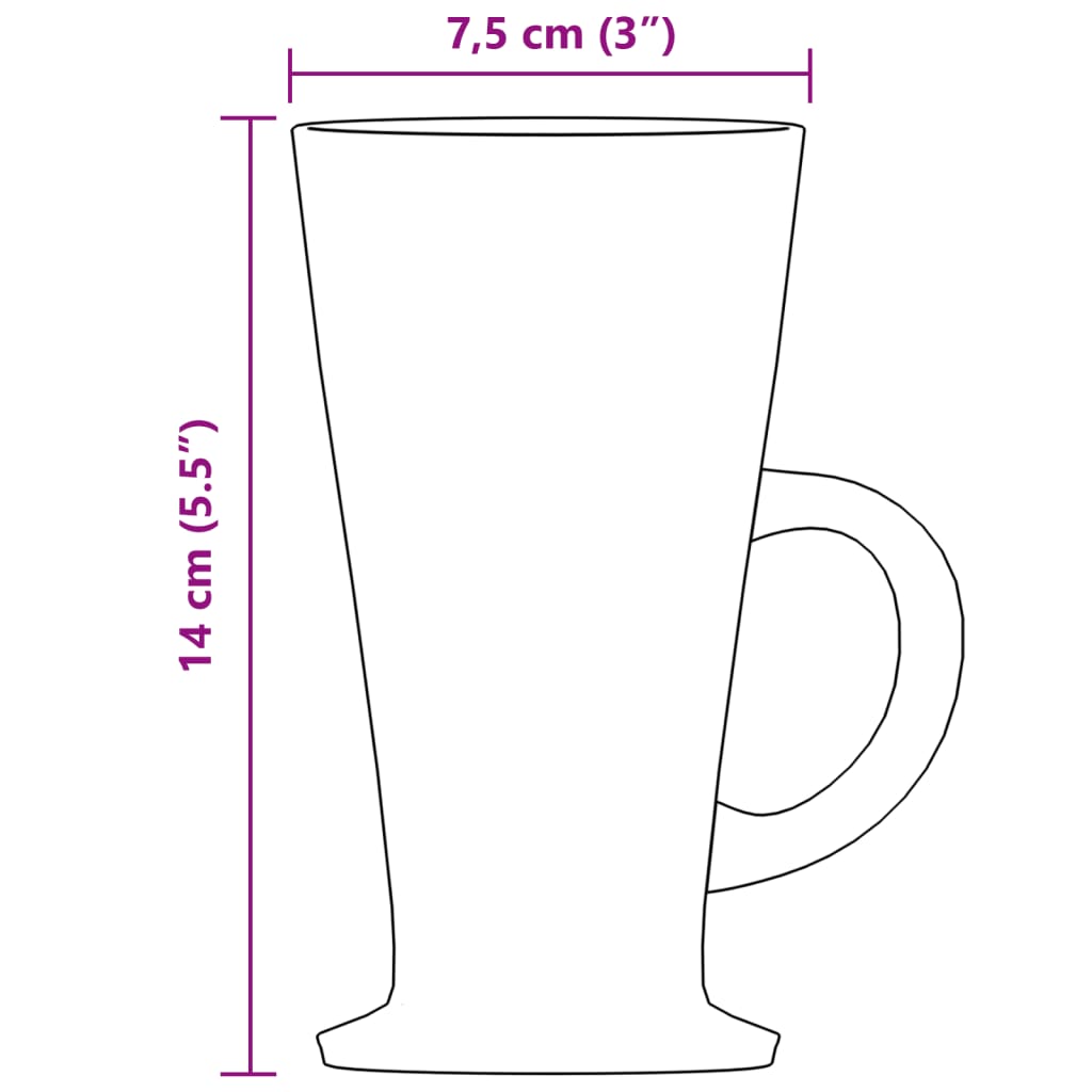 vidaXL Latteglas med handtag 6 st 250 ml