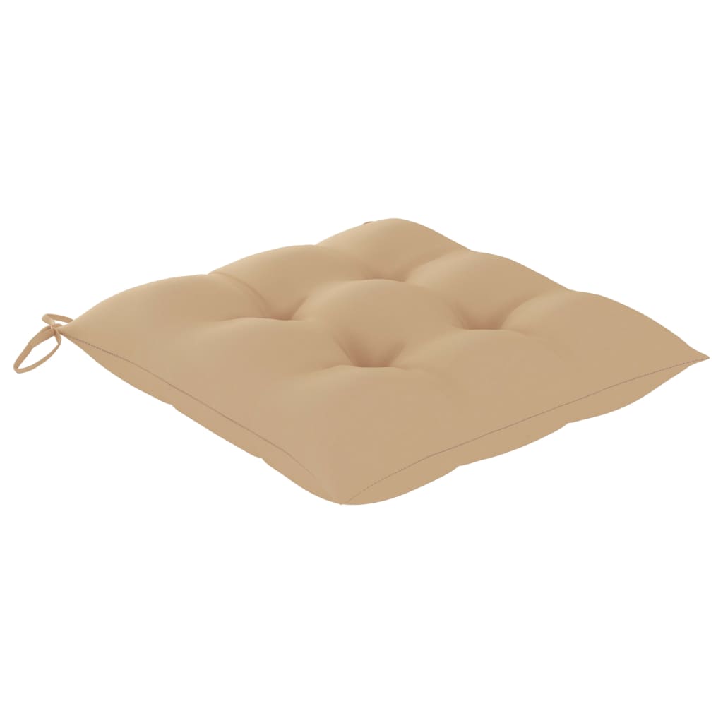 vidaXL Trädgårdsstolar 2 st med beige dynor massiv teak