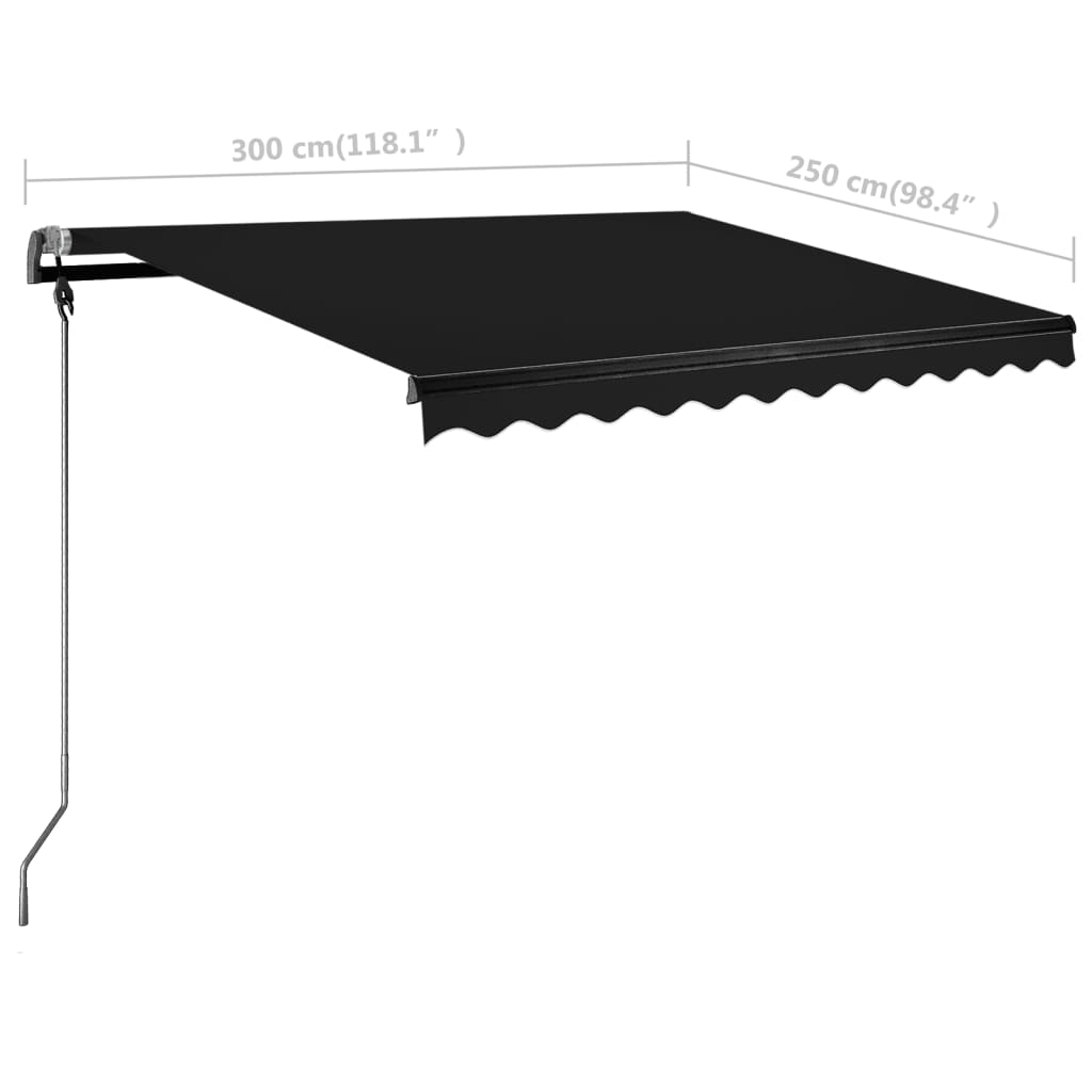 vidaXL Fristående markis manuellt infällbar 300x250 cm antracit