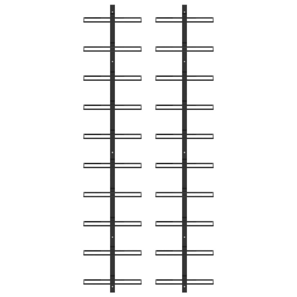 vidaXL Väggmonterat vinställ för 20 flaskor 2 st svart metall