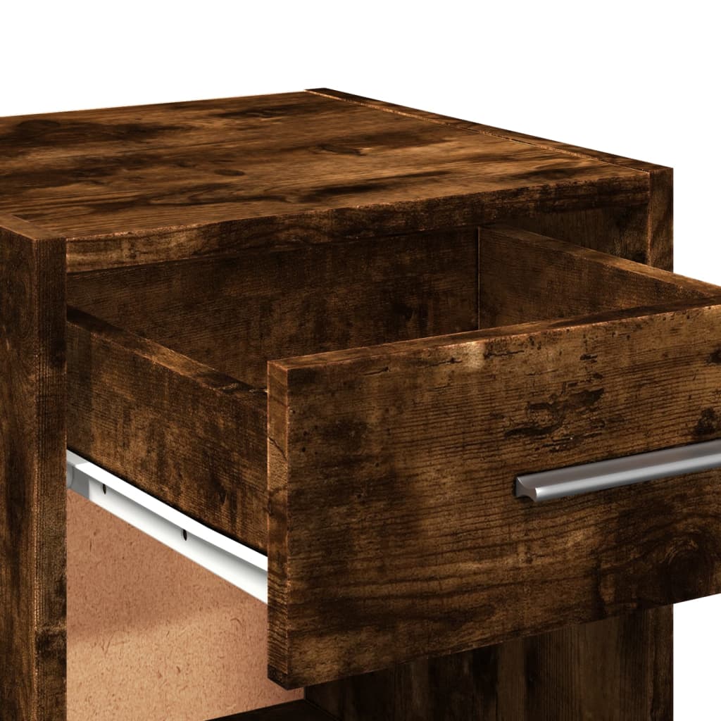 vidaXL Sängbord 2 st rökfärgad ek 35x34x65 cm konstruerat trä