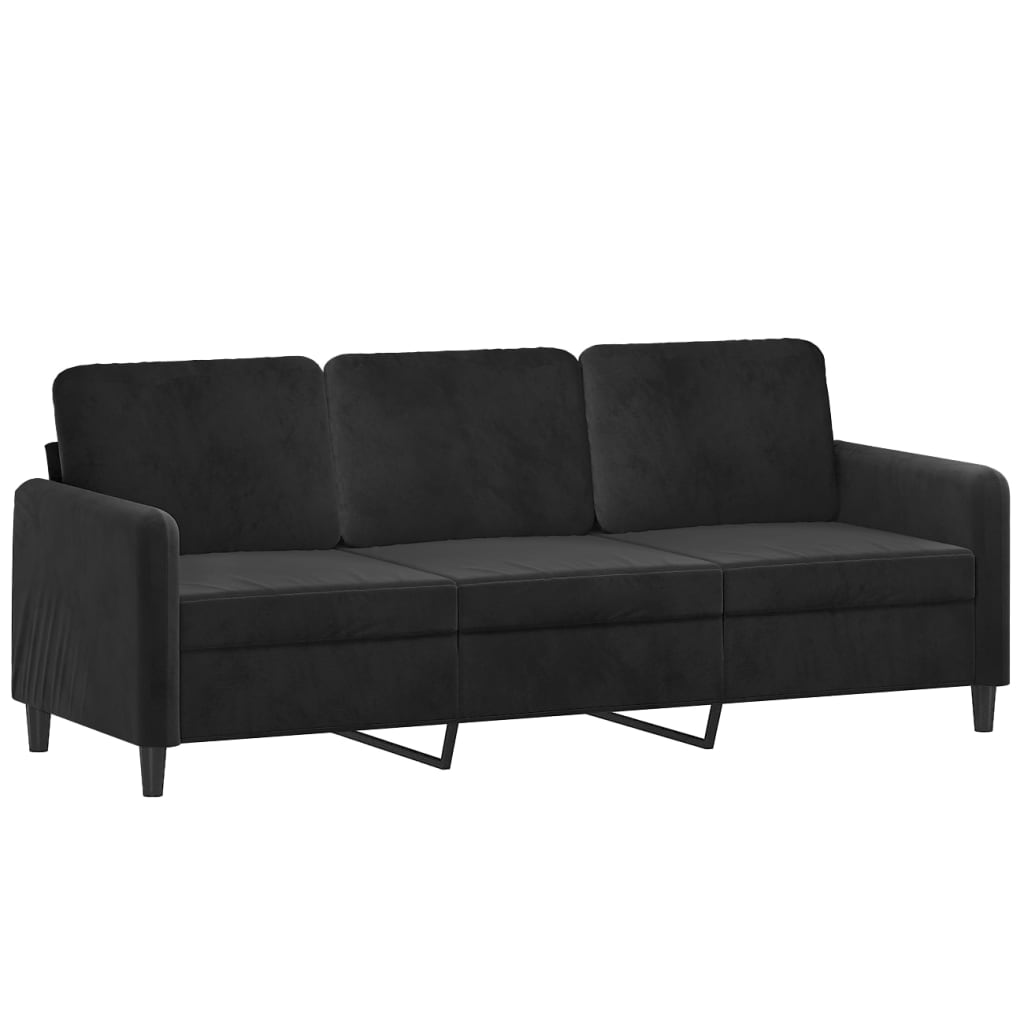 vidaXL 3-sitssoffa svart 180 cm sammet