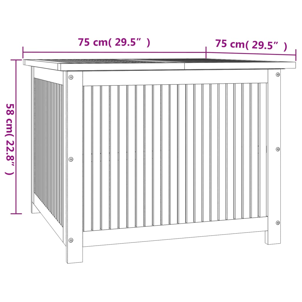 vidaXL Dynbox 75x75x58 cm massivt akaciaträ