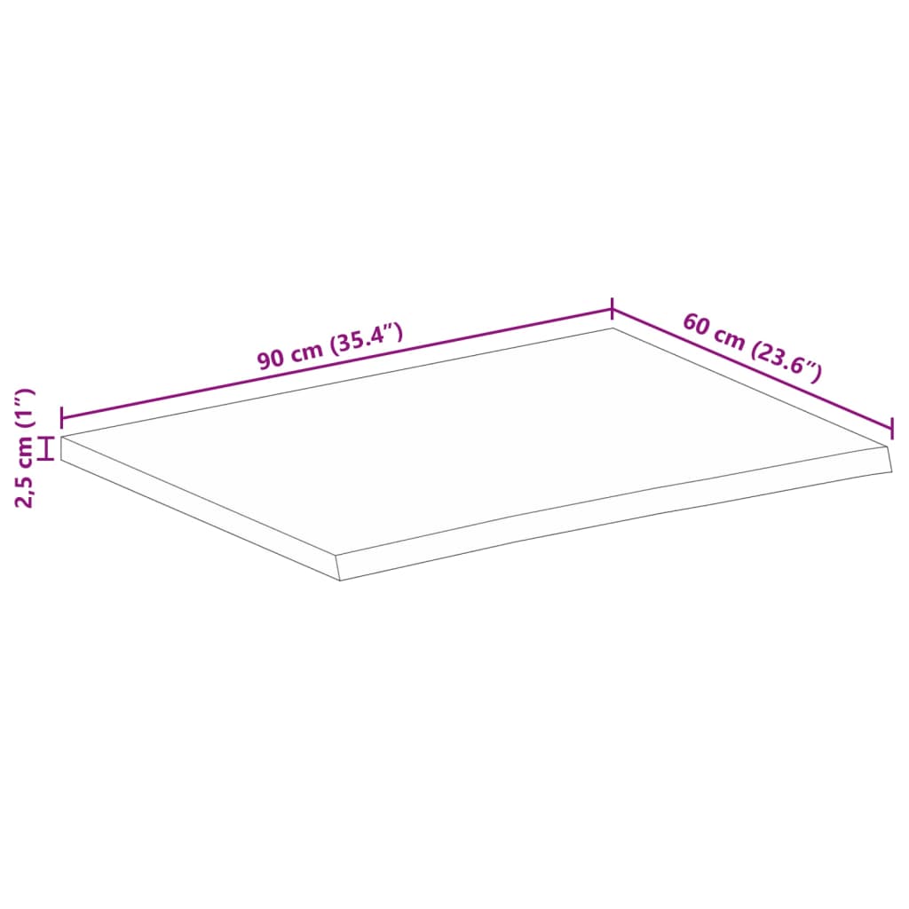 vidaXL Bordsskiva 90x60x2,5 cm levande kant massivt mangoträ