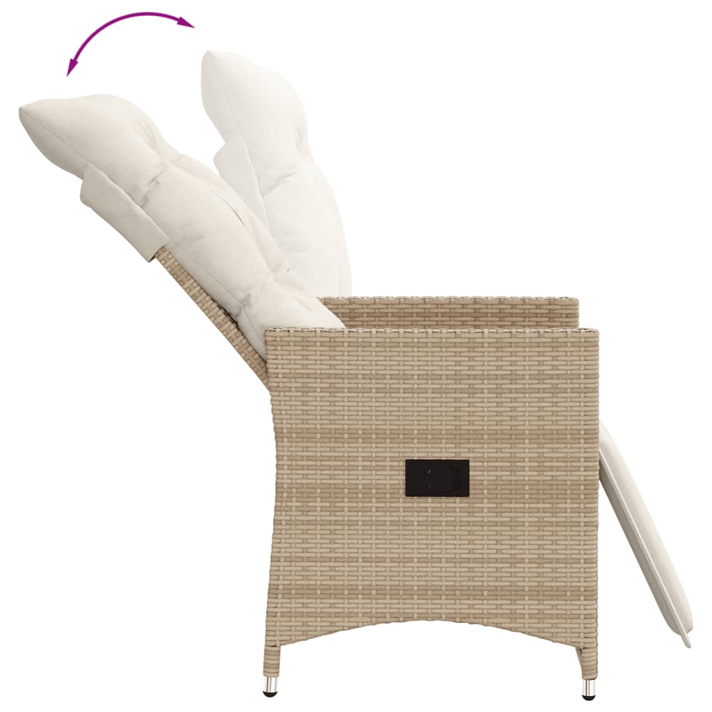 vidaXL Bistrogrupp med dynor 3 delar beige konstrotting