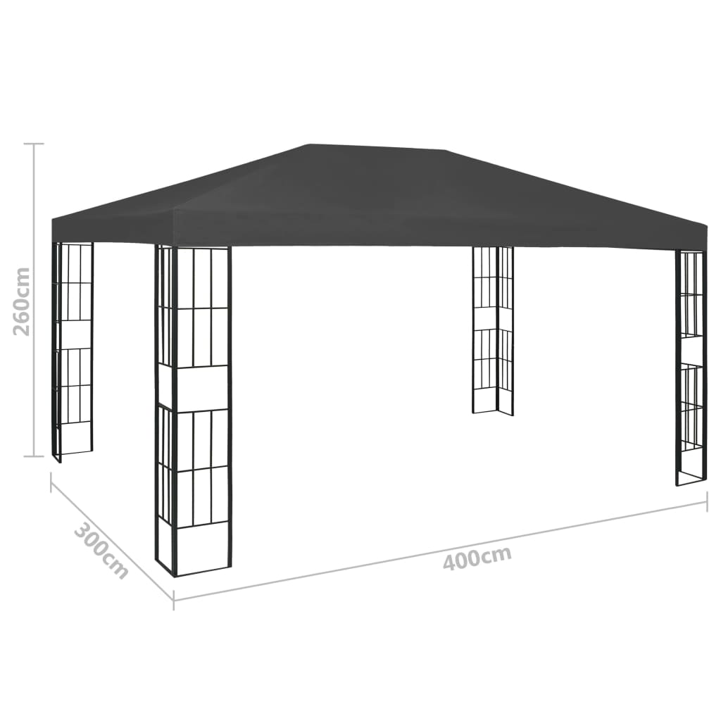 vidaXL Paviljong med ljusslinga LED 3x4 m antracit