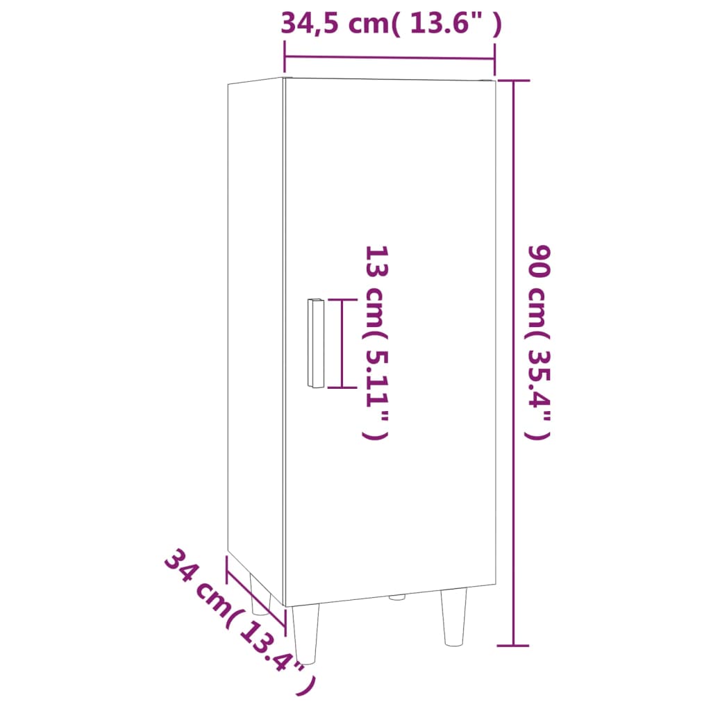 vidaXL Skänk svart 34,5x34x90 cm konstruerat trä