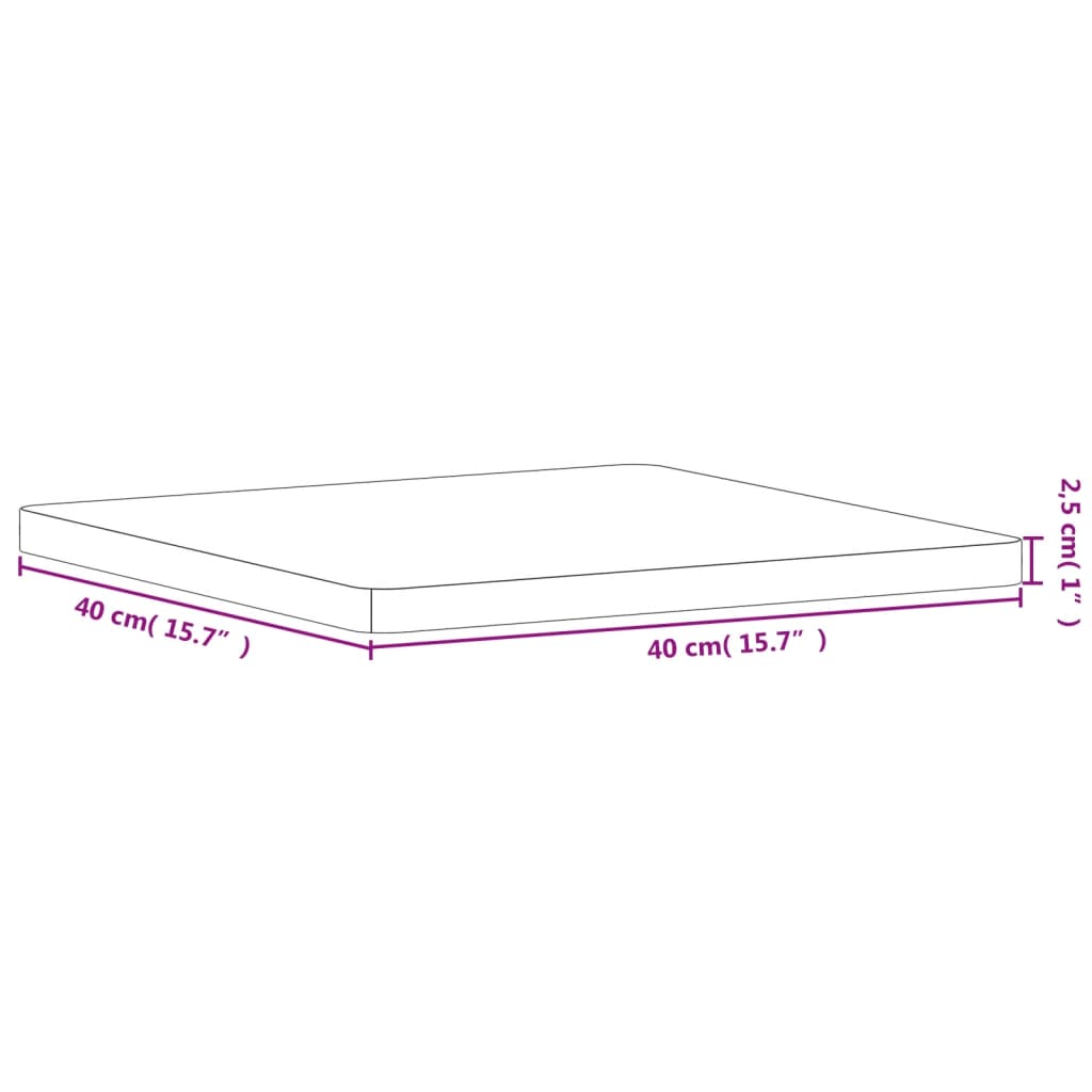 vidaXL Bordsskiva 40x40x2,5 cm fyrkantig massivt bokträ