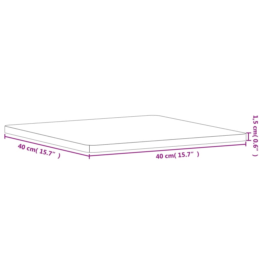 vidaXL Bordsskiva 40x40x1,5 cm fyrkantig massivt bokträ