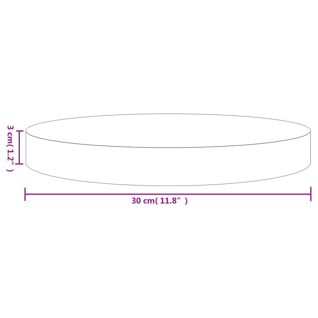 vidaXL Bordsskiva rund svart Ø30x3 cm massiv furu