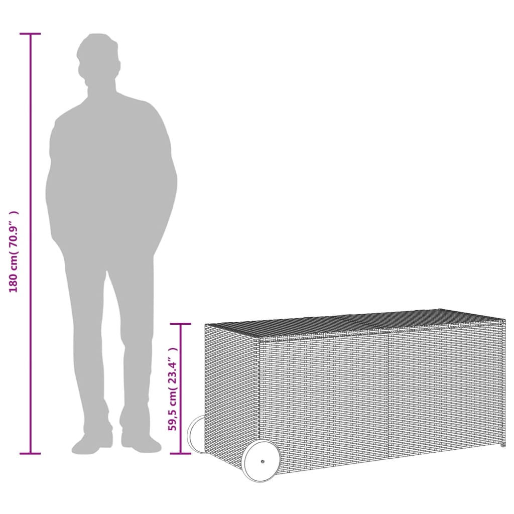 vidaXL Dynbox på hjul blandad beige 283L konstrottning