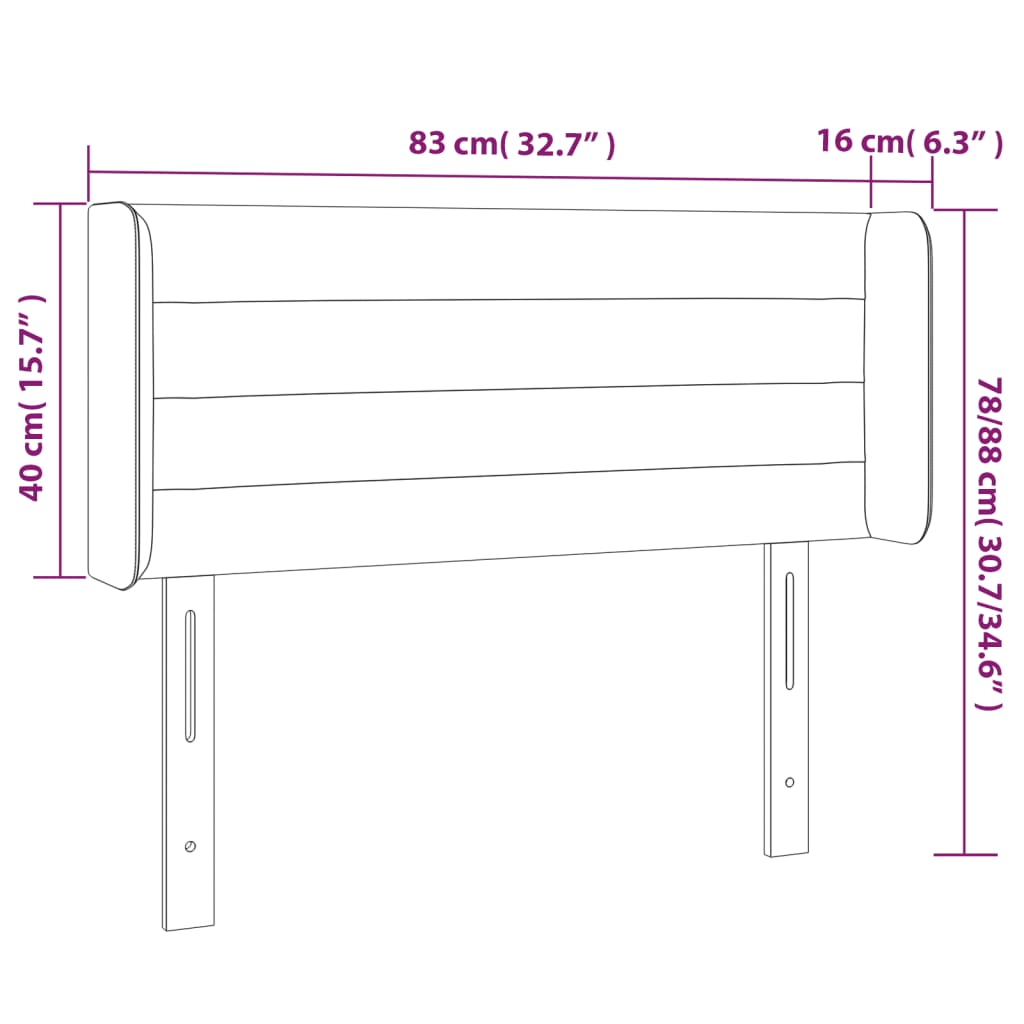 vidaXL Sänggavel LED ljusgrå 83x16x78/88 cm tyg