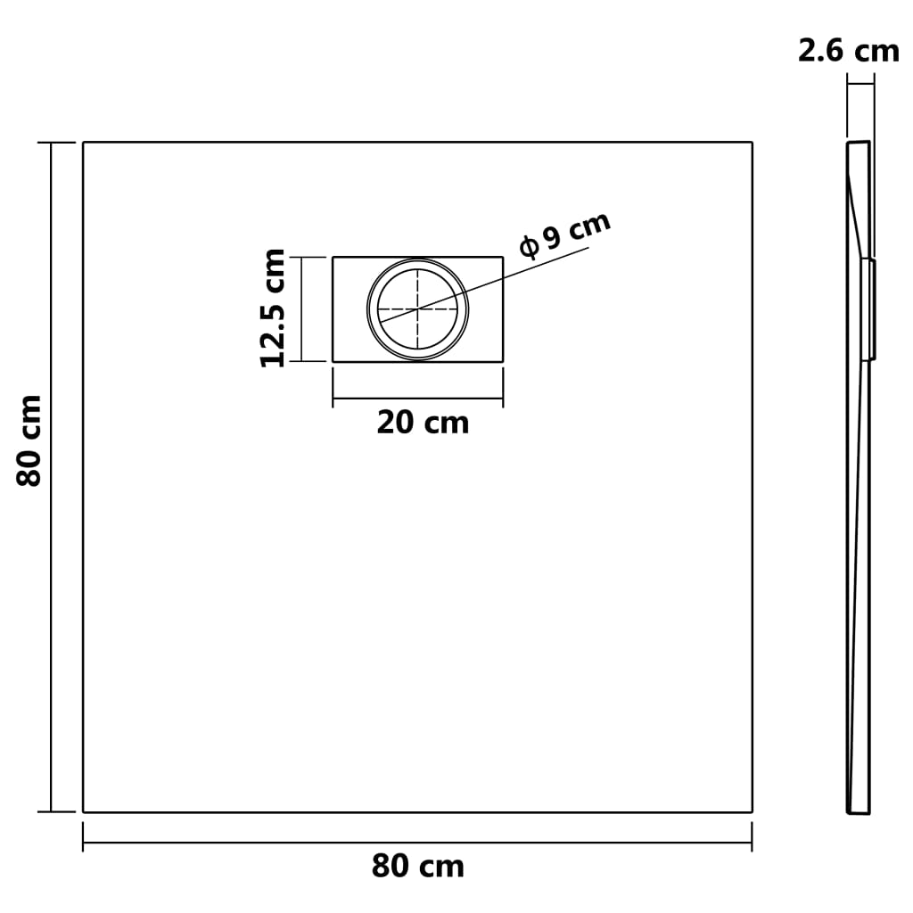 vidaXL Duschkar SMC vit 80x80 cm