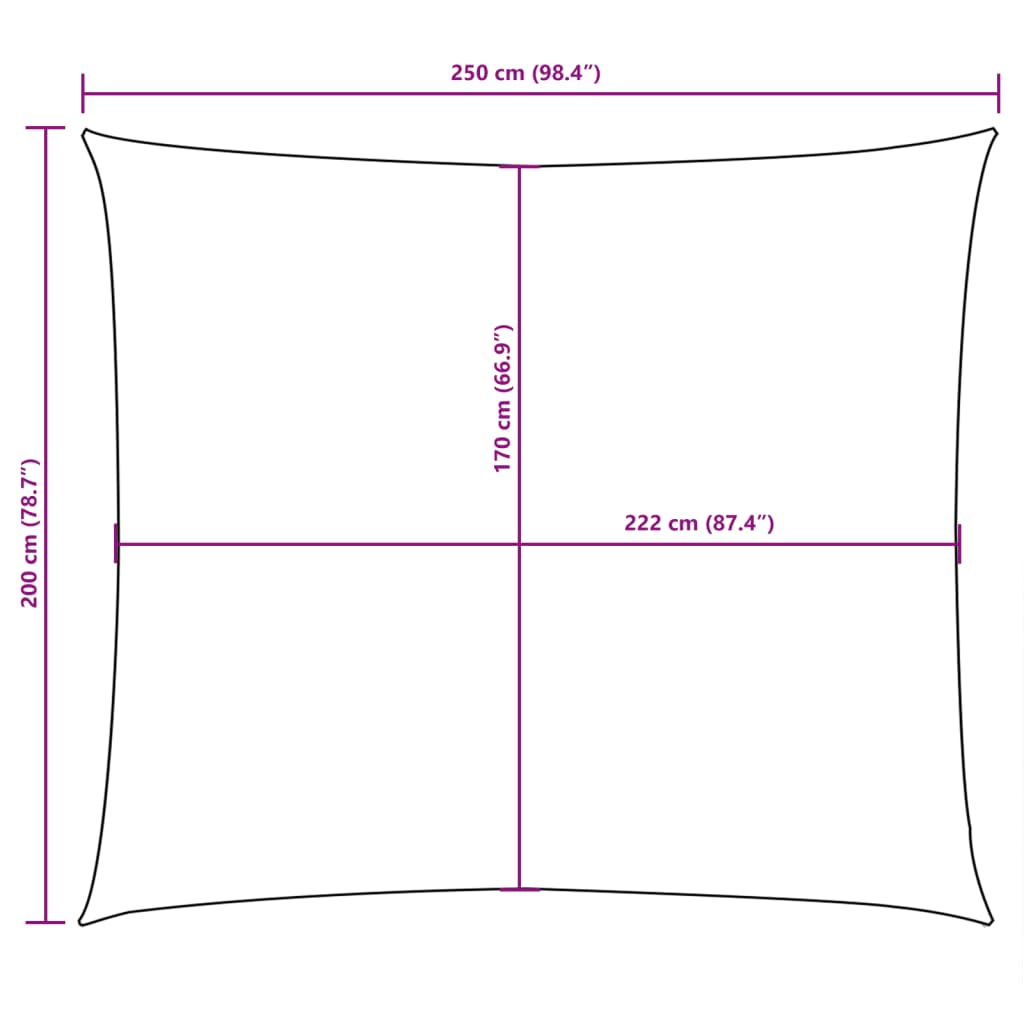 vidaXL Solsegel oxfordtyg rektangulärt 2x2,5 m svart