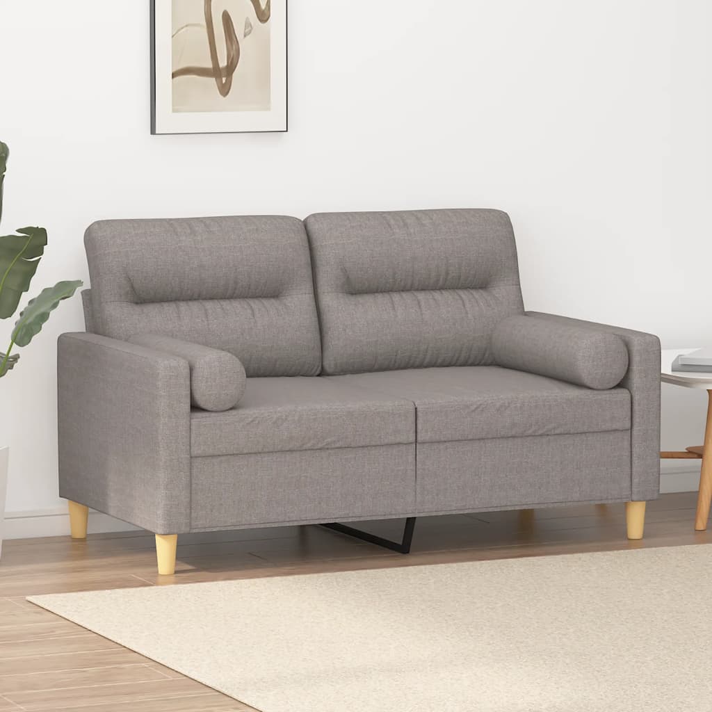 vidaXL 2-sits soffa med prydnadskuddar taupe 120 cm tyg