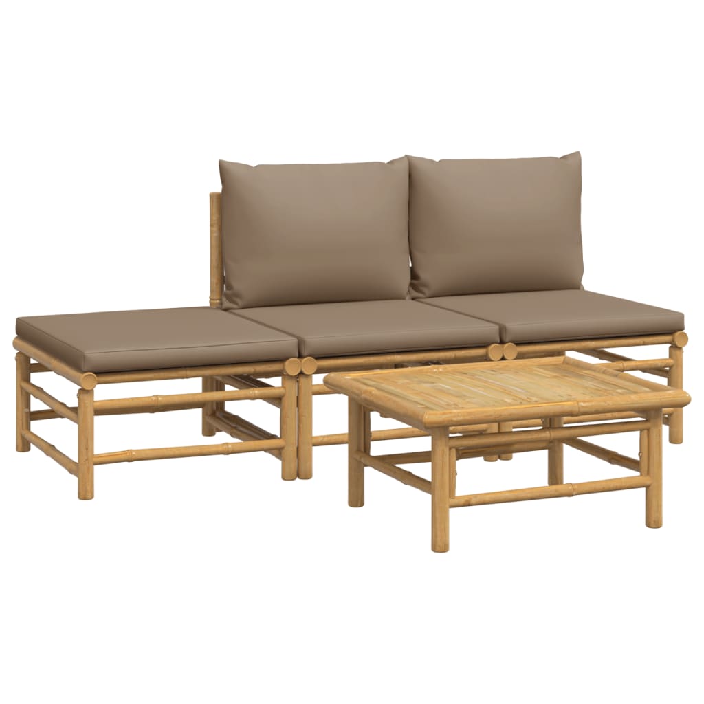 vidaXL Loungegrupp 4 delar taupe dynor bambu