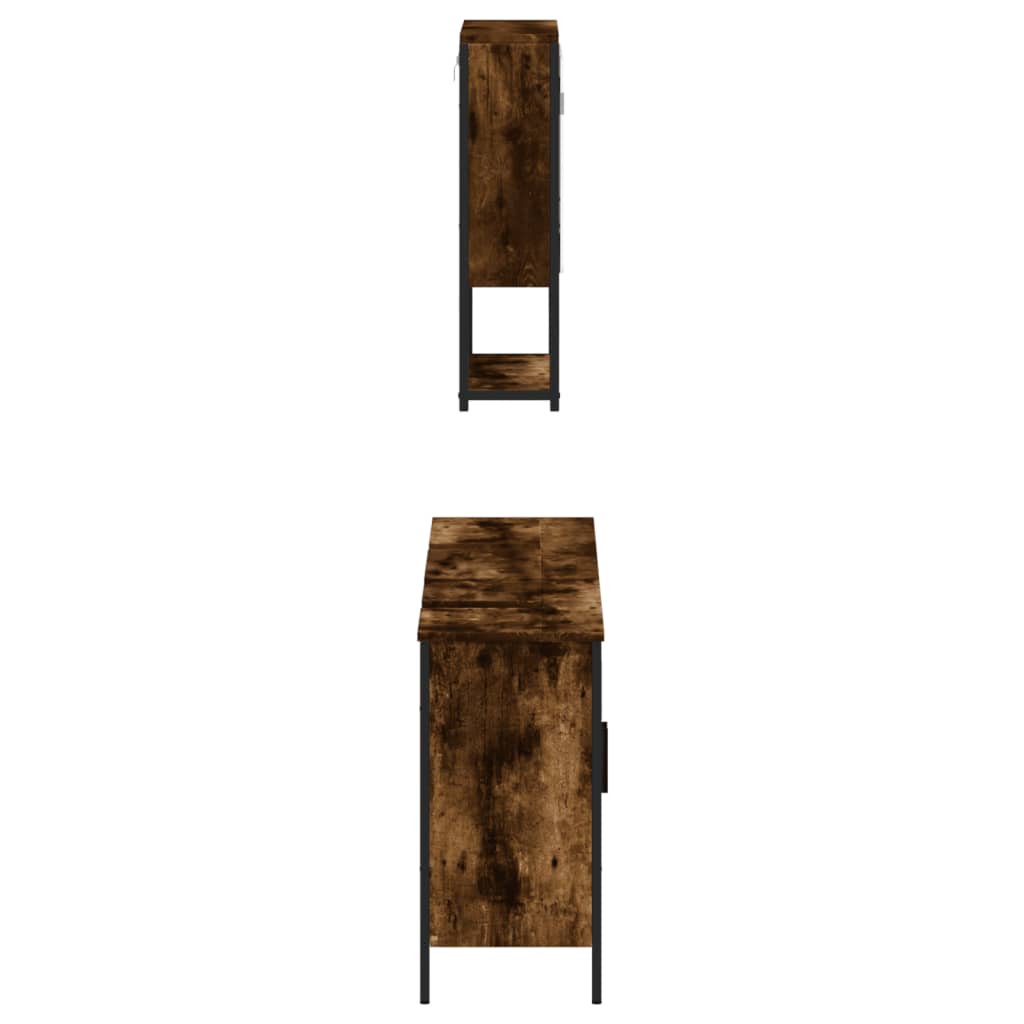vidaXL Badrumsmöbler set 3 delar rökfärgad ek konstruerat trä