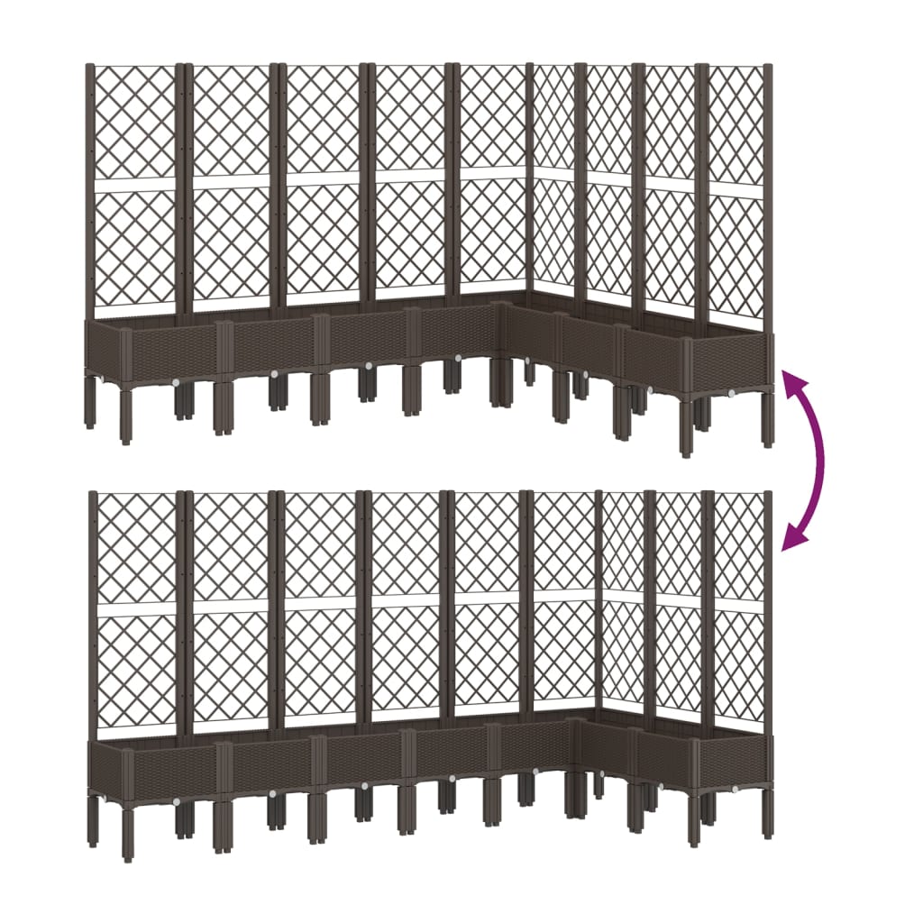 vidaXL Odlingslåda med spaljé brun 200x160x142 cm PP