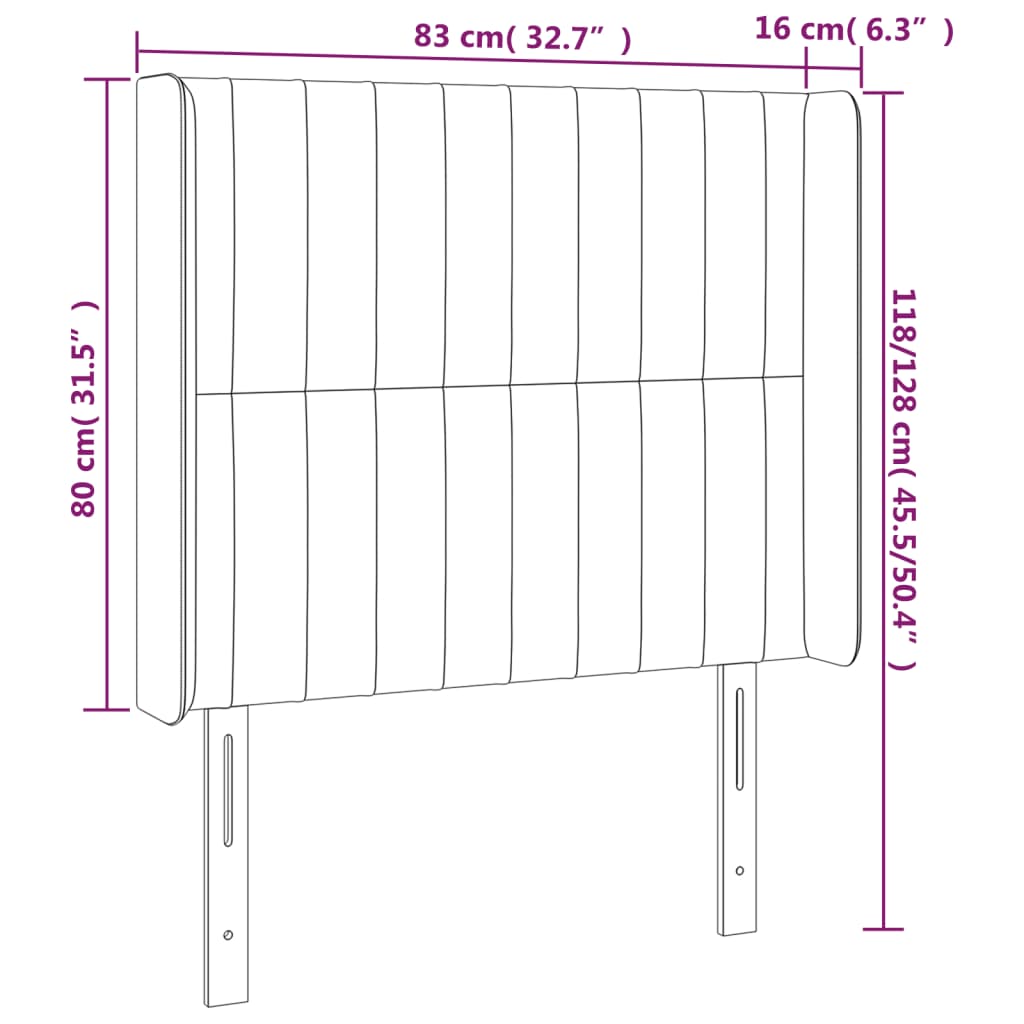 vidaXL Sänggavel LED mörkgrön 83x16x118/128 cm sammet