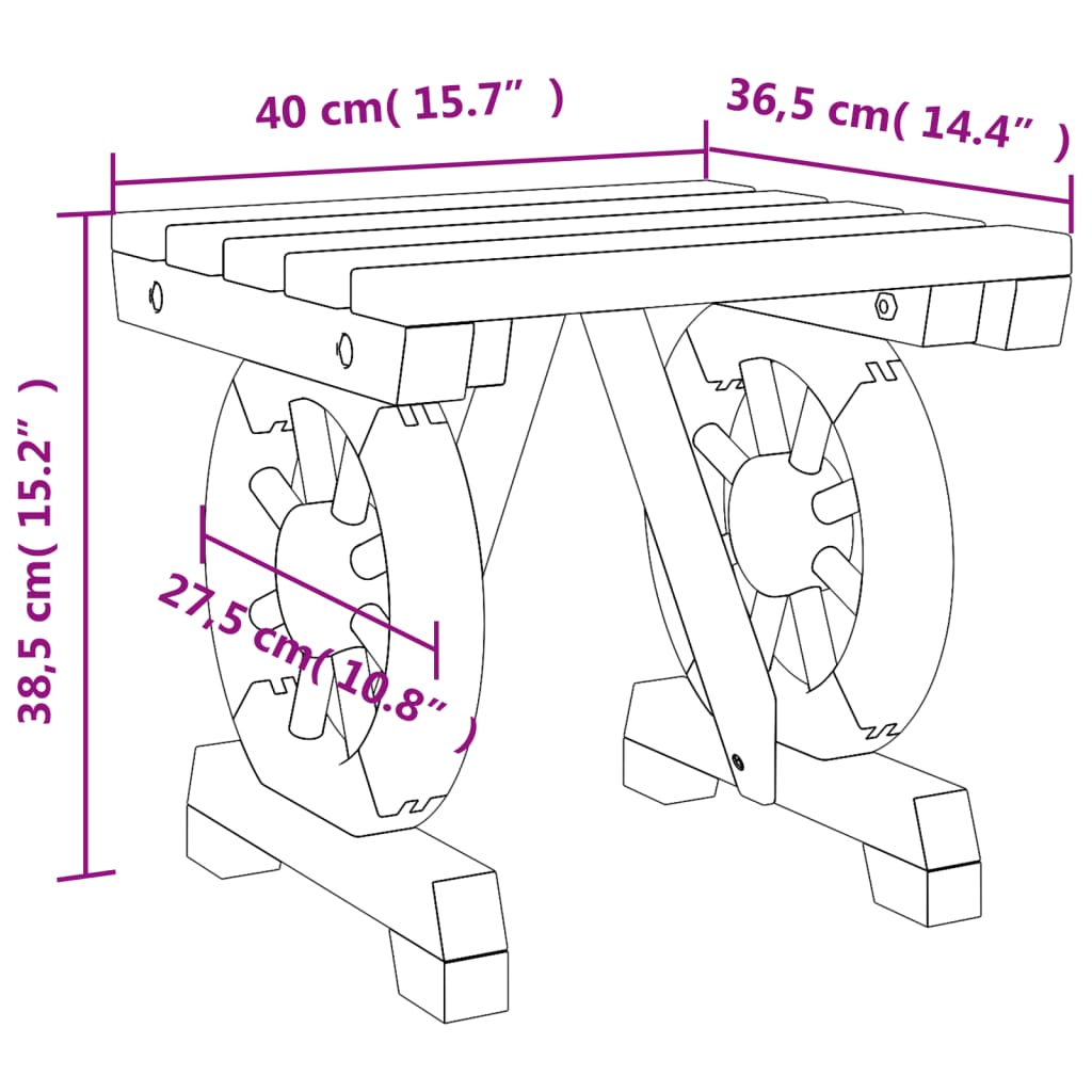 vidaXL Trädgårdsfotpall 40x36,5x38,5 cm massivt granträ