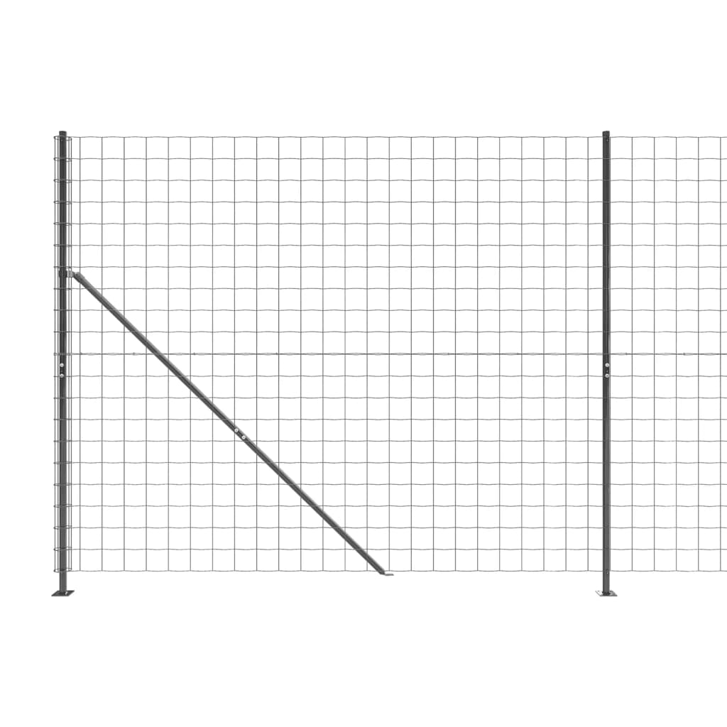 vidaXL Stängsel med stolpsko antracit 1,6x25 m