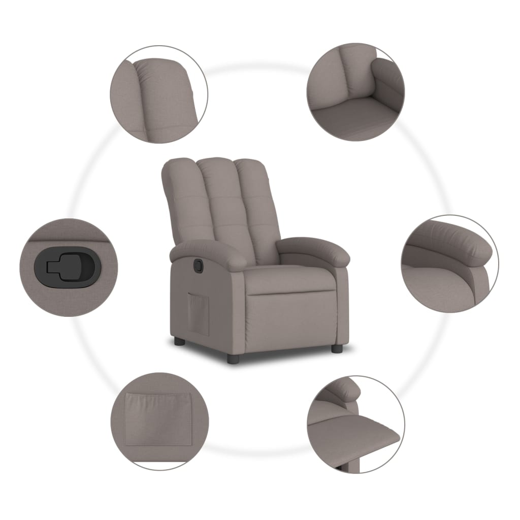 vidaXL Reclinerfåtölj taupe tyg