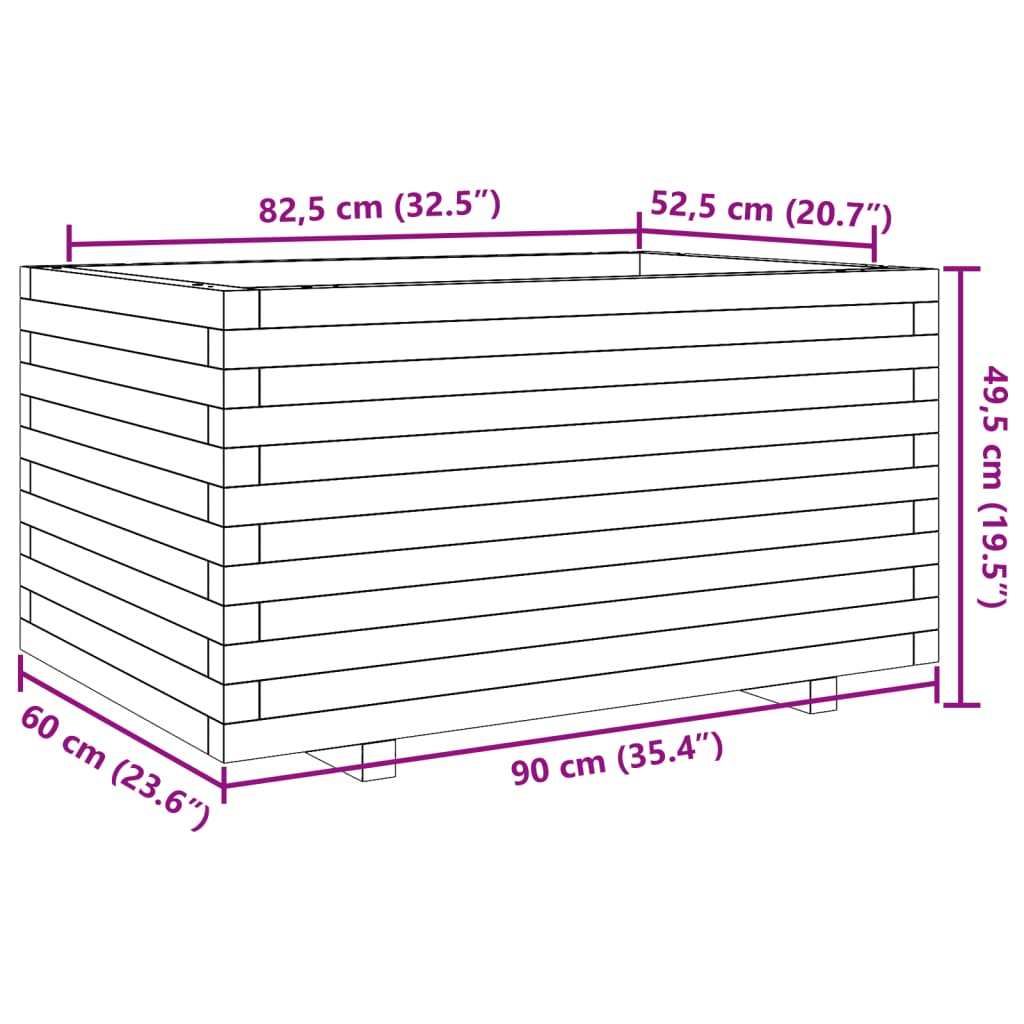 vidaXL Odlingslåda 90x60x49,5 cm impregnerat furu