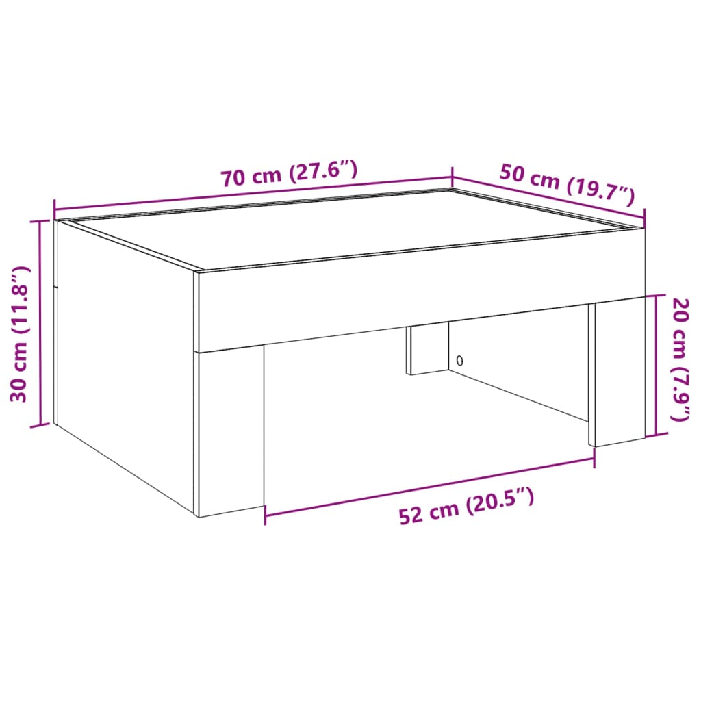 vidaXL Soffbord med Infinity LEDs sonoma-ek 70x50x30 cm