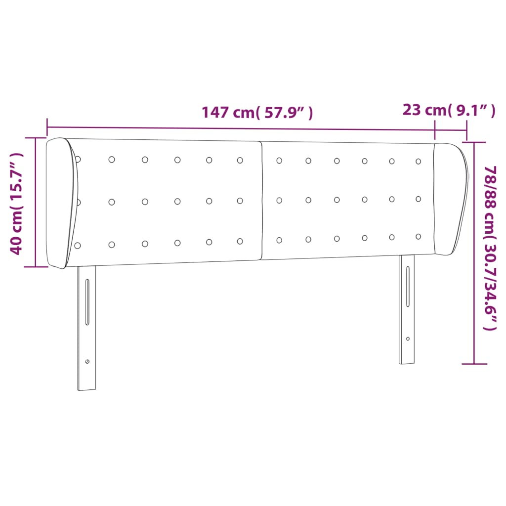 vidaXL Sänggavel med kanter gräddvit 147x23x78/88 cm konstläder