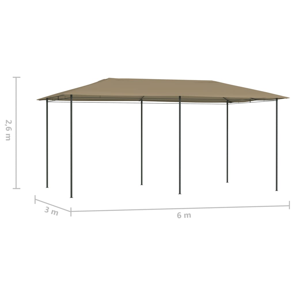 vidaXL Paviljong 3x6x2,6 m taupe 160 g/m²