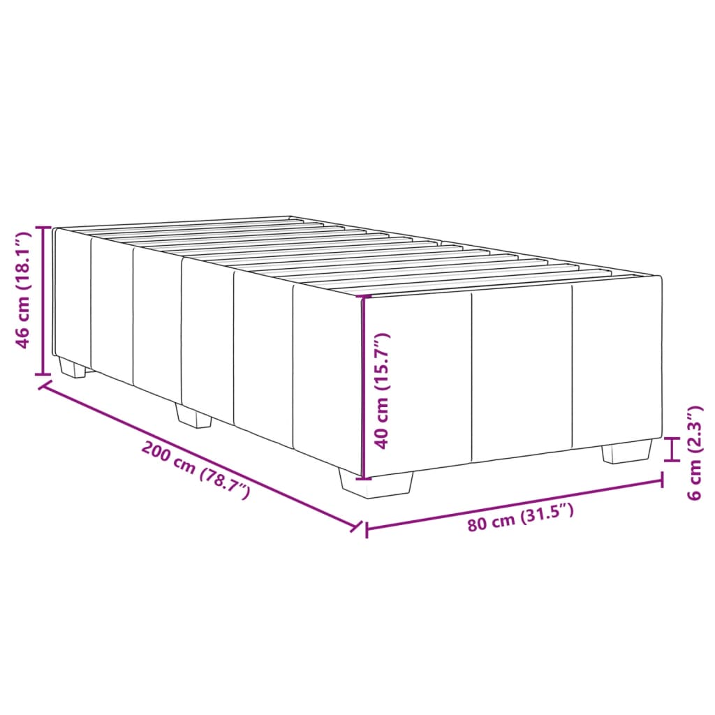 vidaXL Ramsäng med madrass gräddvit 80x200 cm tyg